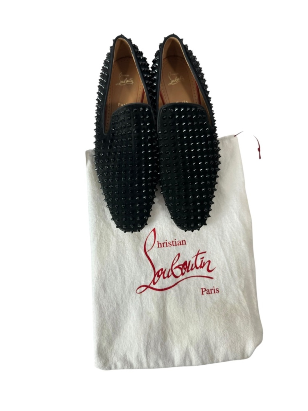 Christian Louboutin Black Suede Dandelion Spikes Loafers Men Shoes Size 46 13